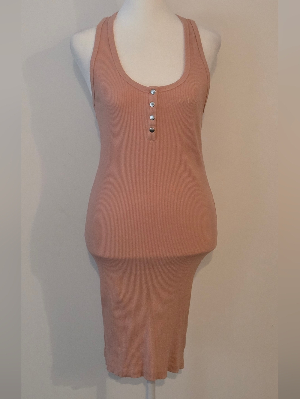 GUESS Ribbed Tank Top in Nude Blush